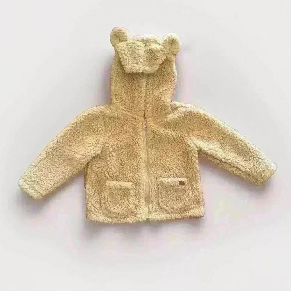 7 For All Mankind Tan Teddy Bear Jacket Size 18M Full Zip With Hood